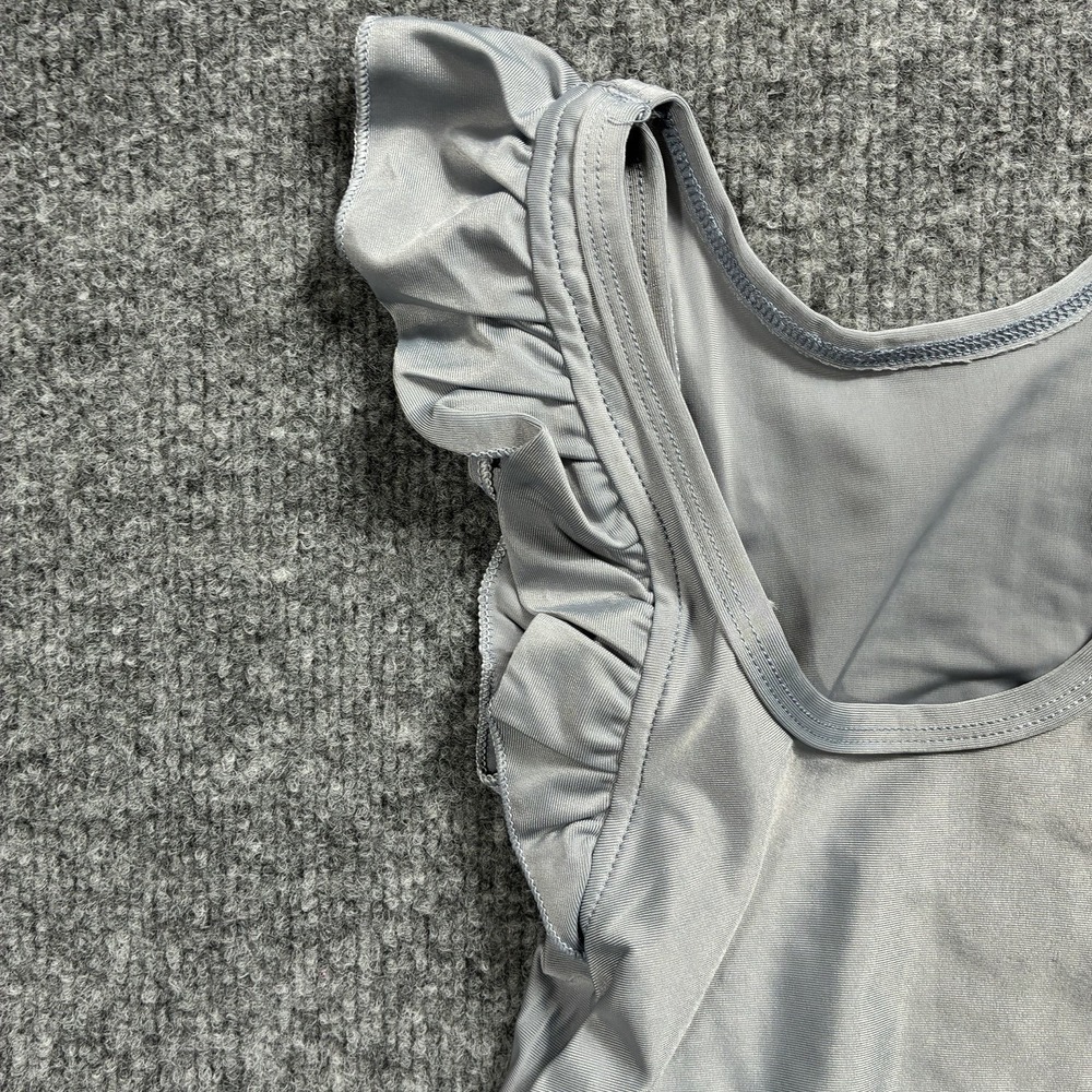 Baby Girl One Piece Swimsuit Ruffle Sleeve Bathing Suit Silver/Grey - Picture 11 of 16